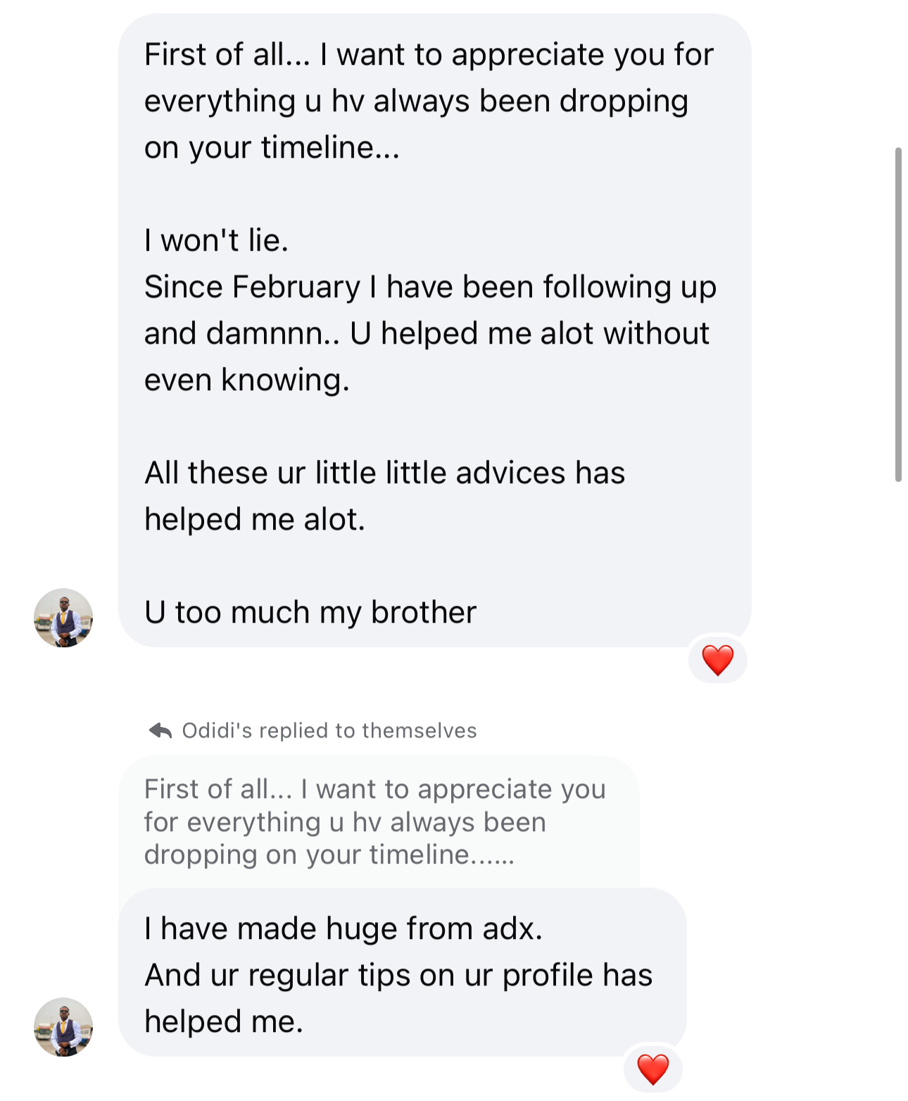 Student success story screenshot